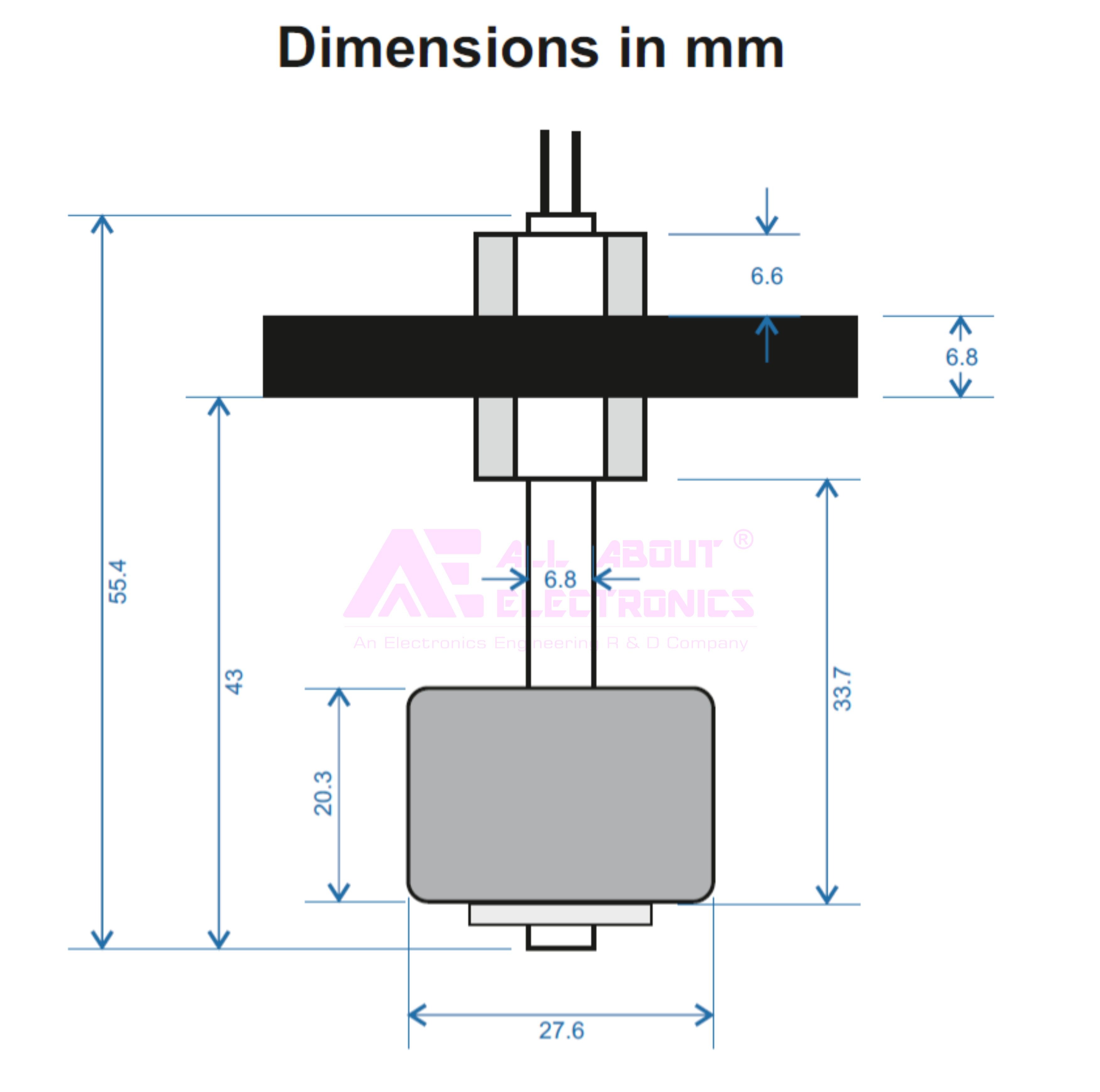 Float Sensor Switch (Water Level Sensor) For Water Level Controller Normally Close (NC) Type