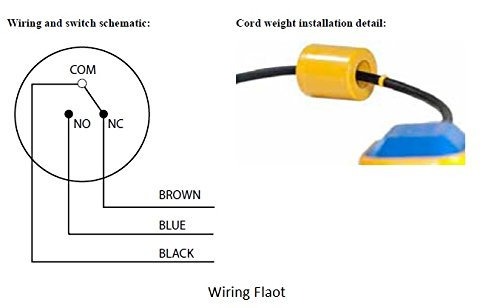 250V 6A Float Sensor Switch for Water Level Controller with 2 metre Wire