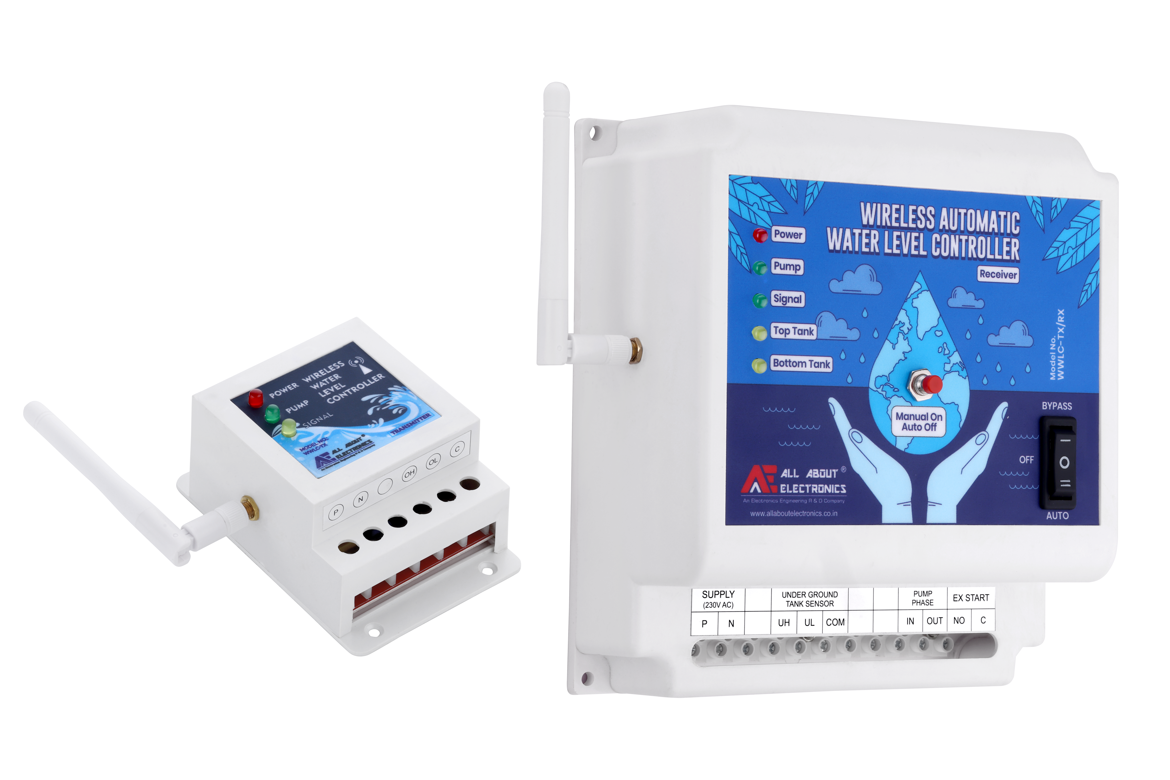 Wireless Automatic Water Level Controller Model No.WWLC-TX/RX - Single Phase