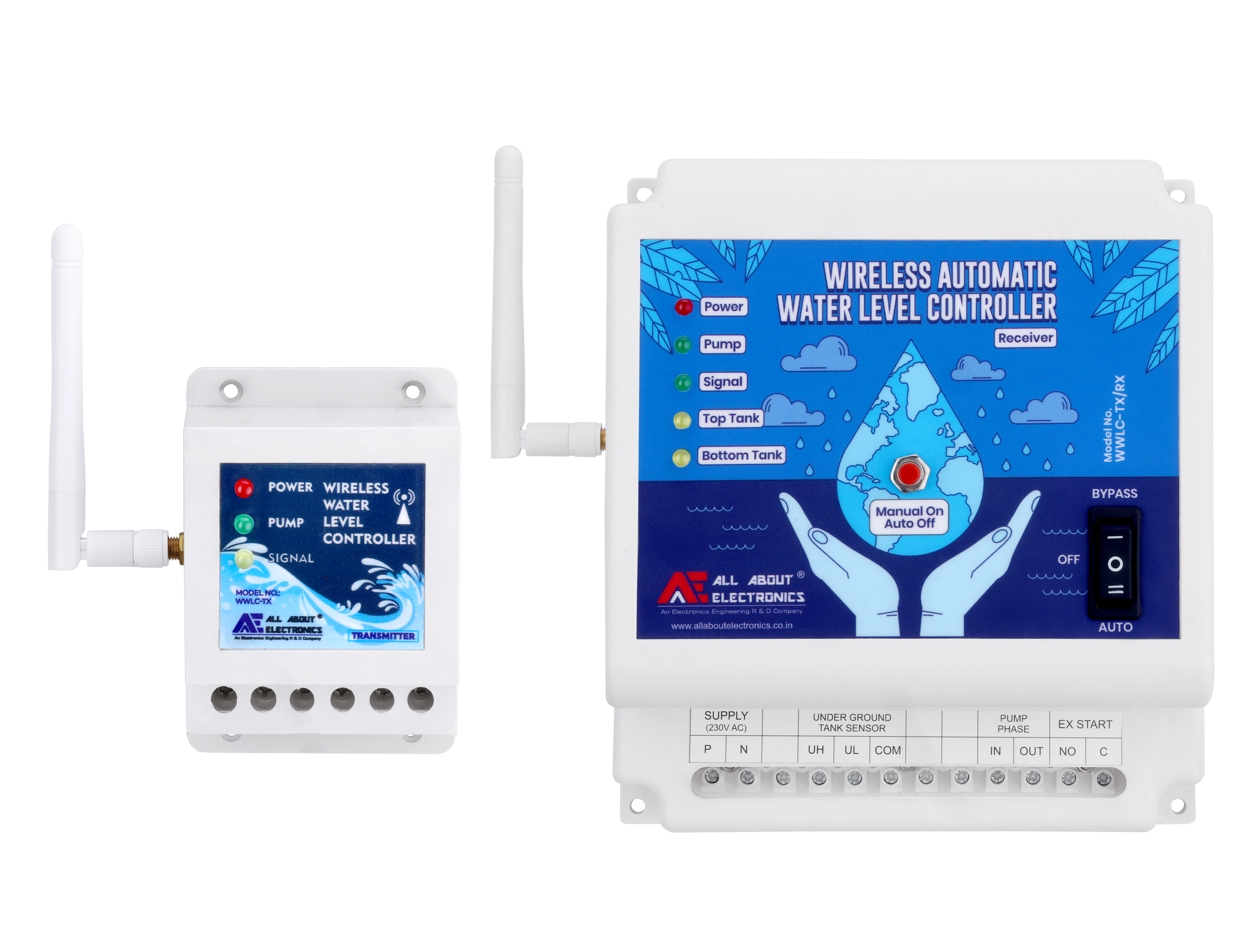 Wireless Automatic Water Level Controller Model No.WWLC-TX/RX - Single Phase